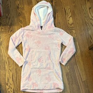 Disney Pink Minnie and Mickey Mouse Cozy Fleece Hoodie Pajama Pullover Nightgown